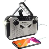 Notfall Wetter Radio Solar Kurbel, AM/FM, LED Taschenlampe, Powerbank, SOS Alarm,Camping Lampe,2000mAh Akku Outdoor Kurbelradio