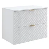 Badplaats Waschbeckenunterschrank Borneo 2 Schubladen 80 x 63 x 49 cm Weiß Matt