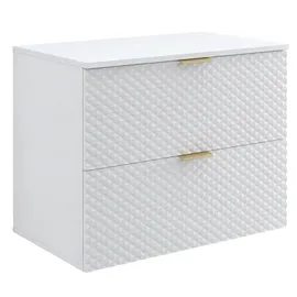 Badplaats Waschbeckenunterschrank Borneo 2 Schubladen 80 x 63 x 49 cm Weiß Matt