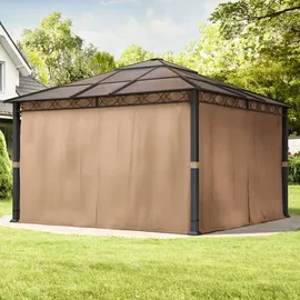 TOOLPORT Gartenpavillon 4x4 m wasserdicht ALU Deluxe Pavillon mit 4 Seitenteilen Hardtop Dach