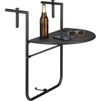 Relaxdays Balkonhängetisch BASTIAN klappbar, 3-fach höhenverstellbarer Klapptisch, Tischplatte BxT: