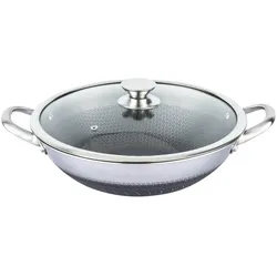 Wok Topf 32cm Edelstahl Wabenstruktur Ø32cm Induktion Anti Haft Kratzfest