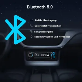 Avylet Autoradio Bluetooth 5.0 Avylet mit Bluetooth Freisprecheinrichtung,7 Farben FM Autoradio 1 Din mit 2 USB/AUX/Speicherkarte/MP3-Player