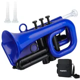 PAMPET Dolphin Pocket Trompete Kunststoff Bb Trompete Standard Trompete für Schüler Anfänger Bb Trompeten Instrument (Blau)