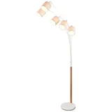 meineWunschleuchte Große Bogenleuchte LUVA Höhe 200cm 5-flammig Lampenschirme Leinen,