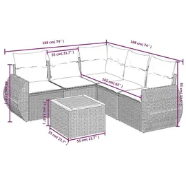 vidaXL Gartensofa-Set 6-tlg. schwarz