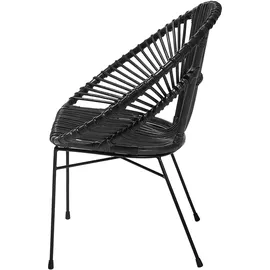 Beliani Rattanstuhl schwarz
