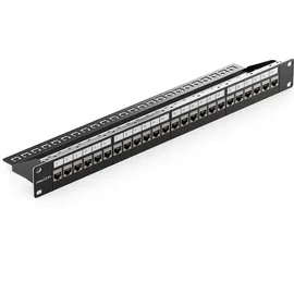 deleyCON 24 Port Patchpanel Set Patchfeld Modular 1 HE 19" Zoll Rackeinbau + 24x RJ45 Keystone Module CAT6a Kompatibel mit CAT5 CAT6 CAT7 LAN Netzw...