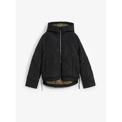 bonprix Kurze Steppjacke mit Futter in Kontrastfarbe, schwarz, 48