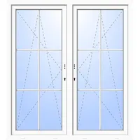 Balkontür zweiflügelig GEALAN "DANIEL" 3-fach Verglasung mit Pfosten Sprossen (abschließbar) Weiß RAL 9016 beidseitig innen öffnend Seitenunabhängig