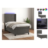 vidaXL Boxspringbett mit Matratze & LED Dunkelgrau 90x200 cm Samt