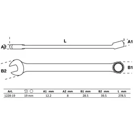 BGS Maul-Ringschlüssel extra lang SW 19 mm
