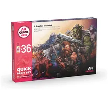 AK Interactive AK17601 - QUICK Paint Set 36 colors (2 Brushes)