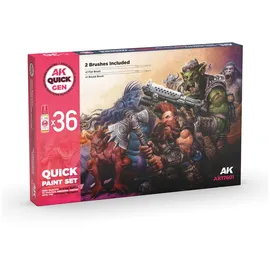 AK Interactive AK17601 - QUICK Paint Set 36 colors (2 Brushes)