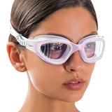 AqtivAqua Schwimmbrille Herren Damen Schwimmbrillen Erwachsene Kinder DX-C (Rosa weiß, Klare)