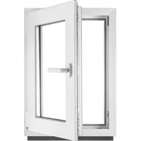 Fenster Kellerfenster Kunststofffenster BxH 50 x 80 cm DIN Links - ALLE GRÖßEN - 2 fach Verglasung BxH 500 x 800 mm - Funktion Dreh-Kipp - BauPlaza - Weiß
