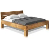 moebel-eins CURBY 4-Fuß-Balkenbett mit Kopfteil, Material Massivholz, Thermo-Fichte