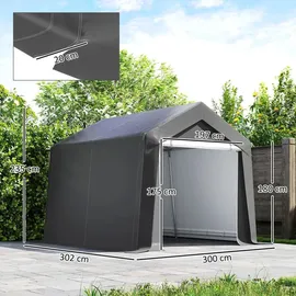 Outsunny Carport Zeltgarage 3x3 m Wasserdicht Garagenzelt mit Rolltür Belüftungsfenster Verlängerte Kanten, UV-beständig Lagerzelt, Unterstand für Auto SUV Gartengeräte, Motorrad