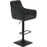Barhocker - Vintage anthrazit-schwarz - Samtvelour-Webstoff - drehbar