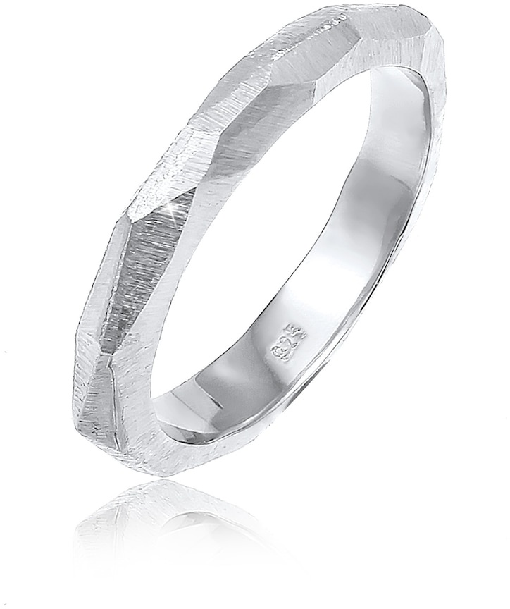 Elli PREMIUM Paarring Trauring Hochzeit Brushed 925 Silber Ringe Damen