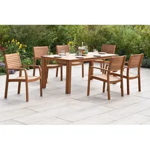 Merxx Batavia Set 7-tlg. 6 Stapelsessel Gartentisch 185 x 90 cm