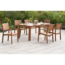 Merxx Batavia Set 7-tlg. 6 Stapelsessel Gartentisch 185 x 90 cm