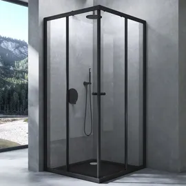 mai & mai Ravenna16K Duschkabine mit Doppel-Schiebetür 140 x 100 cm Schwarz Sicherheitsglas