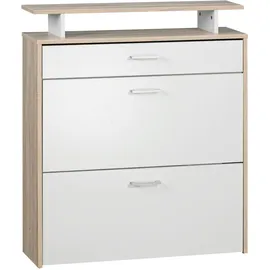 Wohnling Schuhschrank 80 x 95 x 24 cm Eiche Sonoma / weiß mit Schublade