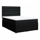 vidaXL Boxspringbett mit Matratze Schwarz 140x200 cm Stoff
