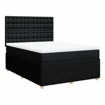 vidaXL Boxspringbett mit Matratze Schwarz 140x200 cm Stoff