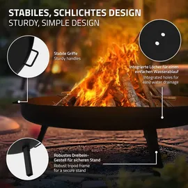 ECD Germany Feuerschale Ø80x29 cm mit 3 Klappbaren Füßen für den Garten Feuerstelle BBQ
