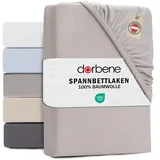 DarBene® Spannbettlaken 180x200cm Jersey Baumwolle, Bettlaken 180x200, Leintuch, Matratzenbezug Oeko-TEX zertifiziertes Spannbetttuch 180x200 cm, Spannleintuch 180x200, Bettbezug, Hellgrau