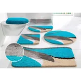 my home Badematte Magnus, Badvorleger, Badezimmer Teppich, Höhe 20 mm, rutschhemmend beschichtet, schnell trocknend, strapazierfähig, Polyacryl, rund, mehrfarbig, Badteppich, Badematten auch als 2 teiliges Set & rund blau rund | Ø 80 cm x 20 mm