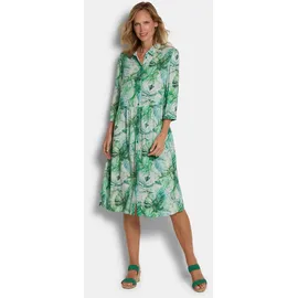 GOLDNER Midikleid Blätter-Druck Grün 52