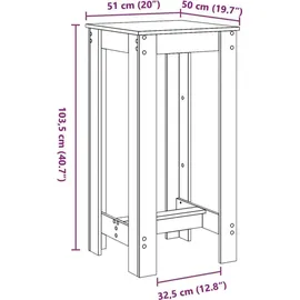 vidaXL Bartisch 51 x 50 x 103,5 cm Schwarz