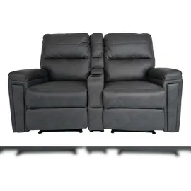 Mendler 2er Kinosessel HWC-K17, Relaxsessel Fernsehsessel Sofa, Nosagfederung Getränkehalter Fach ~ Stoff/Textil dunkelgrau