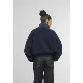 Karl Kani Bomberjacke KARL KANI "Karl Kani OG Crop Teddy Bomber Jacket", Damen, Gr. M, dunkelblau, 100% Polyester, mehrfarbig, oversize, hoch geschlossener Ausschnitt, Jacken Bomberjacke