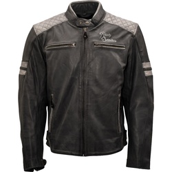 Rusty Stitches Jari Motorrad Lederjacke, grau, Größe M für Männer