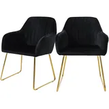 ML-Design Esszimmerstuhl Samt schwarz 2er Set