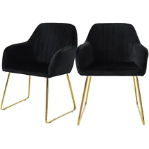 ML-Design Esszimmerstuhl Samt schwarz 2er Set