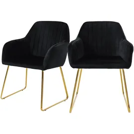 ML-Design Esszimmerstuhl Samt schwarz 2er Set