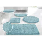 my home Badematte Sanremo, Badvorleger, Badezimmer Teppich, sehr weich, Höhe 30 mm, rutschhemmend beschichtet, fußbodenheizungsgeeignet, schnell trocknend, Polyester, rund, Badteppich, unifarben, rechteckig, rund & als 3-tlg. Set erhältlich blau rund | Ø 120 cm x 30 mm