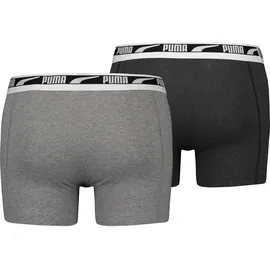 Puma Boxershorts "MEN MULTI LOGO BOXER 2P", Herren, Gr. S, grau (grau melange), Obermaterial: 95% Baumwolle, 5% Elasthan, meliert, eng, Unterhosen, Komfortbund