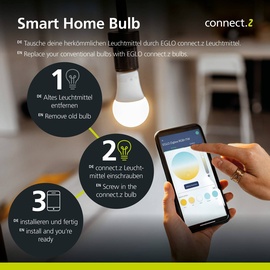 Eglo connect.z Smart-Home LED Leuchtmittel E27 G95, ZigBee, App und Sprachsteuerung Alexa, dimmbar, warmweiß, 500 Lumen, 5,5 Watt, Vintage-Glühbirne amber