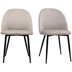 Stühle aus taupefarbenem Samt und schwarzem Metall (2er-Set) JOVI