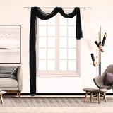 SCHOAL Voile Querbehang Transparenter Freihandbogen Uni Freihanddeko einfarbig Deko Gardinen Dekoschals Vorhang Wohnzimmer Gardinenschals 1 Stück HxB 90x400cm Schwarz