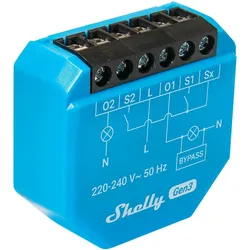 Shelly 2L Gen3 2-Kanal-Relais WLAN-gesteuerter Smart-Schalter ohne Neutralleiter inkl. Bypass, WLAN, BT, unterputz