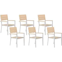 Beliani Como Gartenstuhl 55 x 90 x 55 cm beige/weiß 6 St.