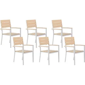 Beliani Como Gartenstuhl 55 x 90 x 55 cm beige/weiß 6 St.