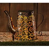 Spetebo LED Solar Leuchte Metall Gießkanne - 19 x 14 cm - Vintage Deko Garten Lampe in Rost Optik